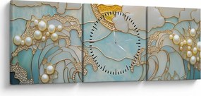 Tablou - Perle 3D în Ocean (cu ceas) (90x30 cm)