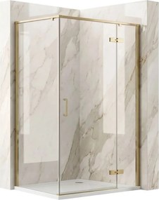 Cabina de dus dreptunghiulara cu usa batanta auriu periat Rea Bruno 100x80 cm