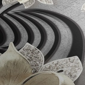 Tablou - 3D Flori aurii (cu ceas) (90x30 cm)