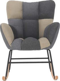 Scaun balansoar design, patchwork/gri/bej, KEMARO