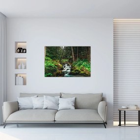Tablou cu pârău în pădure (90x60 cm)