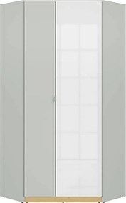 Dulap NANDU, gri deschis/ alb lucios, PAL, cu 2 usi, 93x93x201 cm