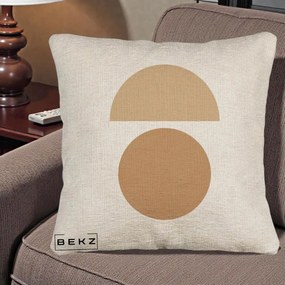 Perna Decorativa Geometric Minimalist Auriu, 40x40 cm, Bej Canapea, Husa Detasabila, Perna Inclusa, BEKZ®