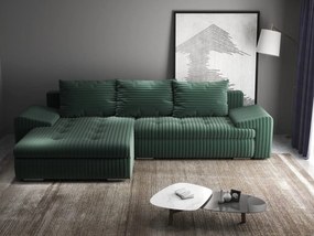 Colțar extensibil dumonde cu ladă de depozitare si sezut confortabil din spuma high-density, Leonardo Ambience Verde 260x185 cm