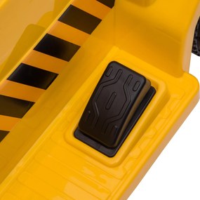 HOMCOM Camion Jucarie Electric cu Licenta CAT, Faruri si Efecte Sonore pentru Copii 18-36 Luni, 74.5x36x43.5 cm, Galben si Negru
