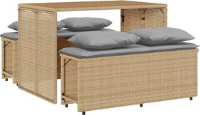 vidaXL Set mobilier de grădină cu perne, 3 piese, bej, poliratan