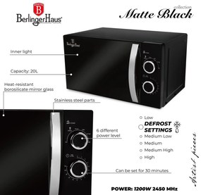 Cuptor cu microunde 20L Matte Black Berlinger Haus BH 9626