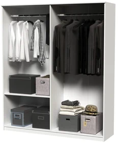 Dormitor Luiza 4U5P, culoare alb, cu pat standard 140 x 200 cm, dulap cu 4 usi, comoda si 2 noptiere