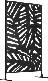 Outsunny Separator Decorativ de Exterior cu Model Frunze Mari și 2 Picioare, Panou de Grădină înalt din Oțel pentru Balcon și Terasă, 122x45x198 cm, Negru | Aosom Romania