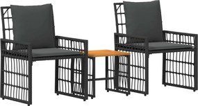 vidaXL Set de Mobilier pentru Exterior 3 pcs Negru și Gri închis