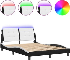 vidaXL Cadru de pat cu LED fără saltea Zadar negru/alb 140x190 cm