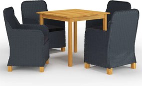 vidaXL Set mobilier de grădină, 5 piese, gri închis