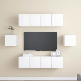 vidaXL Set dulapuri TV, 6 piese, alb, lemn prelucrat