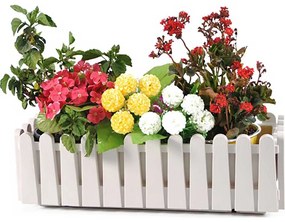 Jardiniera Fence, 14 l, tratata UV, alb, polipropilena