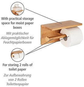 Suport pentru hârtie igienică de montat pe perete din bambus Duo Bambusa – Wenko