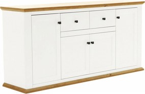 Comoda LEON MZ9, alb, stejar grand, PAL laminat/metal, 180x45x87 cm