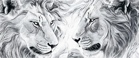 Tablou - Capete de lei desenate (120x50 cm)