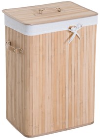 HOMCOM Cos de rufe din bambus cu capac si geanta detasabila din material, 40x30x60cm, natural | AOSOM RO