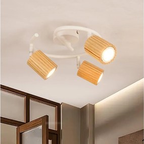 Brilagi - Corp de iluminat cu spoturi MODERN WOOD 3xGU10/8W/230V lemn/alb