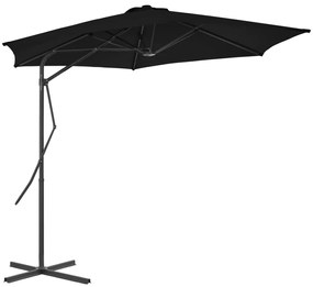vidaXL Umbrelă de grădină, stâlp din oțel, negru, 300x230 cm