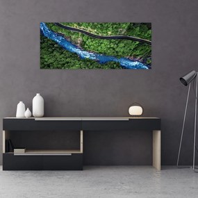 Tablou - Râu între munți, Caucaz, Rusia (120x50 cm)