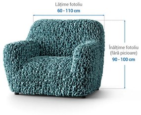 Huse bielastice VELVET petrol fotoliu (l. 60 - 110 cm)