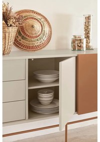 Comodă joasă cu ușă glisantă roșu cărămiziu-bej 180x91 cm Nube – Teulat