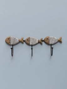 Cuier din lemn de paulownia, cu 3 agatatori, Fishes