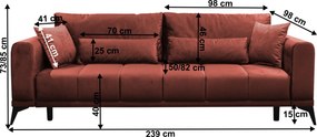 Canapea extensibilă, teracota, GRACE BIG SOFA
