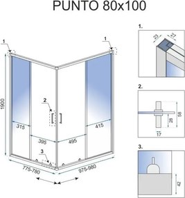 Cabina de dus Rea Punto cu cadita alba 80x100 cm auriu
