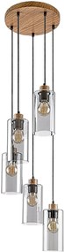 Rabalux Tanno lampă suspendată 5x25 W transparent-lemn 72125