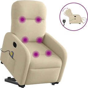 vidaXL Fotoliu electric de masaj rabatabil cu ridicare, crem, textil