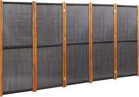 vidaXL Paravan de cameră cu 5 panouri, negru, 350x180 cm
