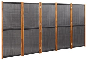 319181 vidaXL Paravan de cameră cu 5 panouri, negru, 350x180 cm