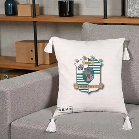Perna Personalizata CSC Dumbravita Fotbal, 40x40 cm, Bej cu Franjuri, Husa Detasabila, Perna Inclusa, BEKZ®