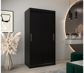 Dulap de haine 100 cm Toki (negru mat + negru mat). 1064794