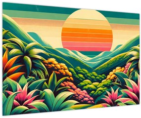 Tablou - Apus de soare multicolor (90x60 cm)