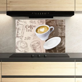 Panou Sticla Bucatarie, 30x40cm, Protectie aragaz, Antistropi, Termorezistent, Alimente, Cafea, Coffee Time