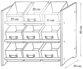 Dulap depozitare Kesper 1771613, Pentru camera copiilor, 9 cutii, 3 nivele, Ilustratie, Gri