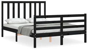 3193790 vidaXL Cadru de pat cu tăblie, negru, 120x200 cm, lemn masiv