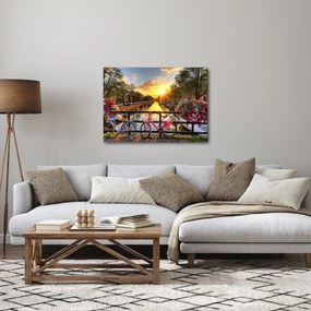 Tablou - Răsărit de soare la Amsterdam (70x50 cm)