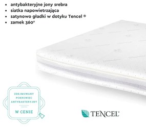 Saltea pentru copii, fata dubla, fermitate diferita, Spuma PUR HR antibacteriana si strat extra de spuma confortabila, Husa 360, Tencel cu fibre de viscoza si ioni de argint antibacteriana, 140x70x10