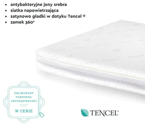 Saltea pentru copii, fata dubla, fermitate diferita, Spuma PUR HR antibacteriana si strat extra de spuma confortabila, Husa 360, Tencel cu fibre de viscoza si ioni de argint antibacteriana, 140x70x10