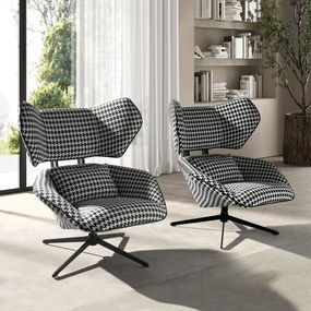 Fotoliu pivotant design LUX, Tesatura Alb-Negru, Armchair
