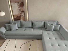 Colțar extensibil dumonde cu ladă de depozitare si sezut confortabil din spuma high-density, Loana XL Zoom Grey II 335x185 cm