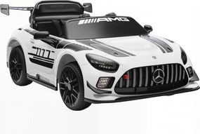 AIYAPLAY Mașinuță Electrică pentru Copii 3-8 Ani Mercedes-AMG 12V cu Telecomandă, Lumini LED, Roți de Transport, Alb | Aosom Romania