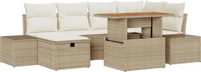 vidaXL Set de canapele pentru grădină 7 pcs Bej poliratan