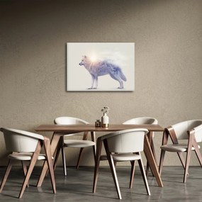 Tablou - Lupul arctic oglindit în peisaj sălbatic (70x50 cm)