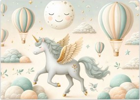 Tablou pe sticlă - Unicorn fericit (70x50 cm)