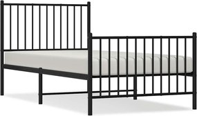 vidaXL Cadru pat metalic cu tăblii de cap/picioare, negru, 90x190 cm